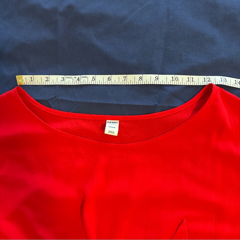 Red Dolman Short Sleeve dress or beach cover up with drawstring waist - Picture 6 of 12
